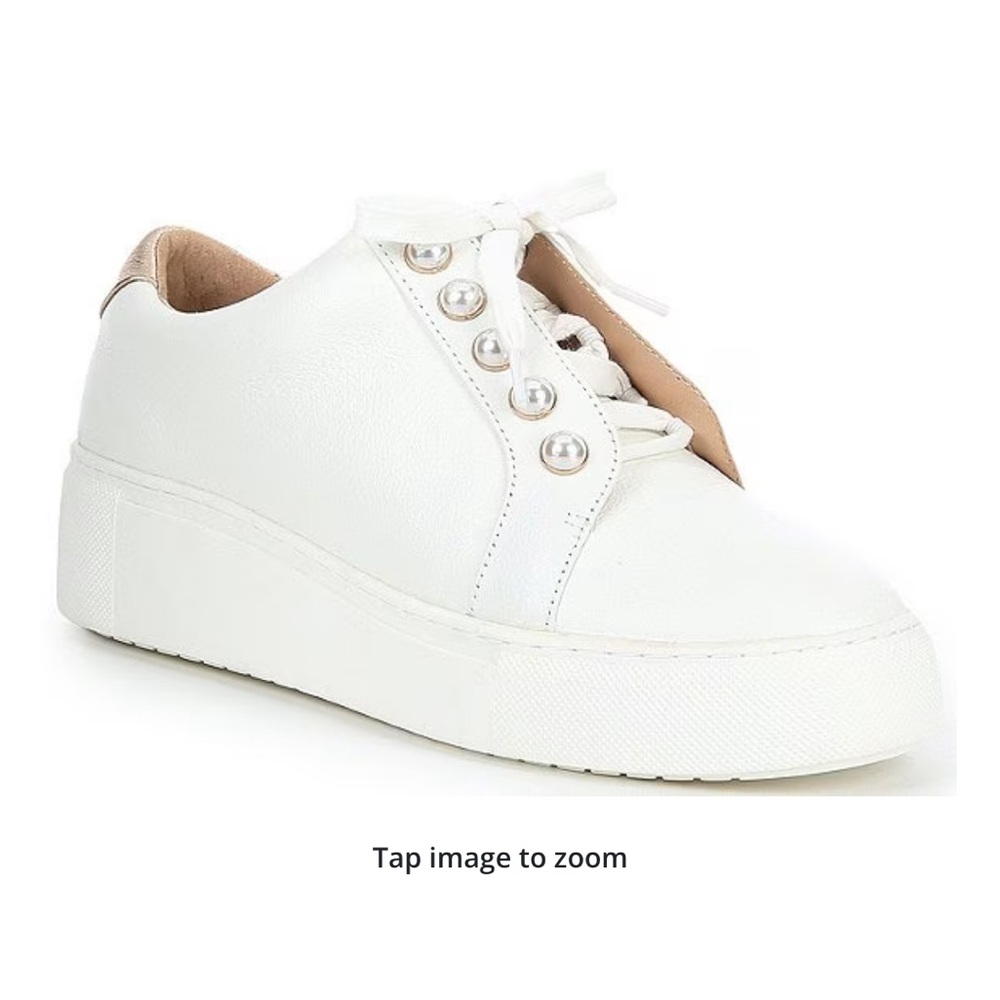 Alex Marie Wrenna Pearl Stud Embellished Leather Platform Sneakers